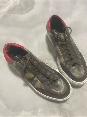 The Kooples Men's Camouflage Low-Top Sneakers with Red Heel